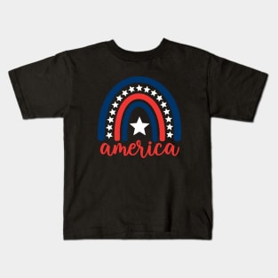 4th Of July America Rainbow Kids T-Shirt